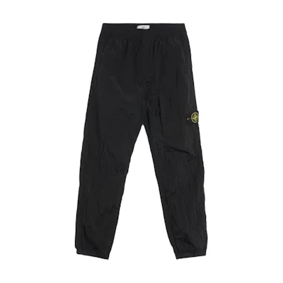 STONE ISLAND FW24 Black Relaxed Fit Nylon Joggers with Elastic Waistband. 811531019-V0029