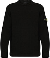 STONE ISLAND FW24 Black Wool Knit Ribbed Crewneck Sweater Pullover 8115568A3-V0029 STONE ISLAND FW24 Black Wool Knit Ribbed Crewneck Sweater Pullover 8115568A3-V0029