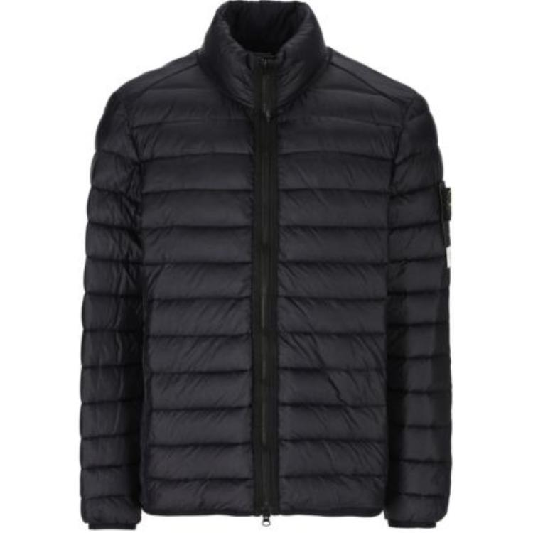 STONE ISLAND FW24  Navy Blue Solid Color Zip-Up Jacket 811542924-A0020