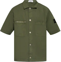 Order Stone Island FW24 徽章橄欖綠短袖斜紋襯衫 休閒穿搭. 811512410-V0059