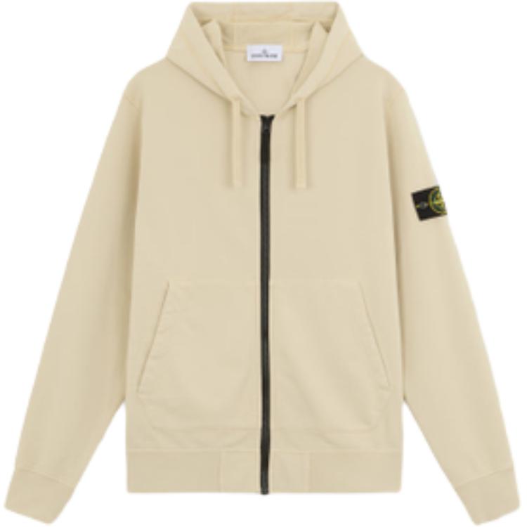 Stone Island FW24 Beige Cotton Hoodie Jacket with Side Logo Badge - Unisex 811564251-V0097