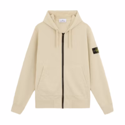 Stone Island FW24 Beige Cotton Hoodie Jacket with Side Logo Badge - Unisex 811564251-V0097