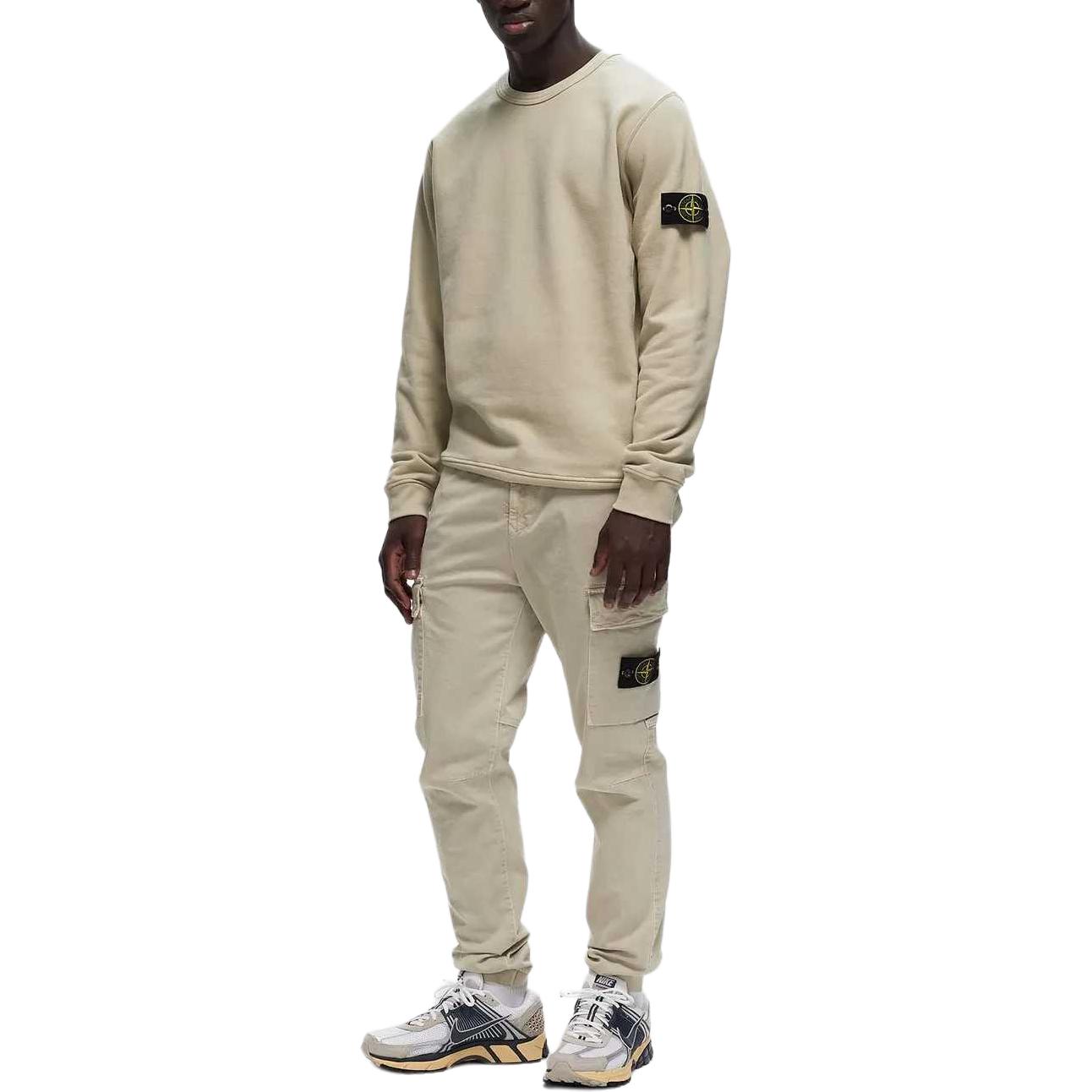 Stone Island FW24 Beige Logo Crewneck Sweatshirt  Long Sleeve Pullover 811562420-V0097 圖 4
