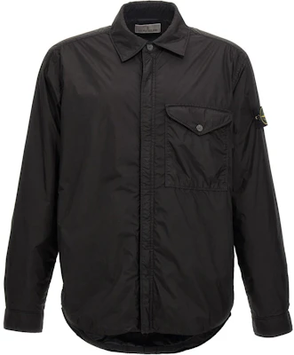 STONE ISLAND FW24 Black Crinkle Recycled Nylon Zip-Up Jacket with Badge - 8115Q0123-V0029 Order STONE ISLAND FW24 Black Crinkle Recycled Nylon Zip-Up Jacket with Badge - 8115Q0123-V0029