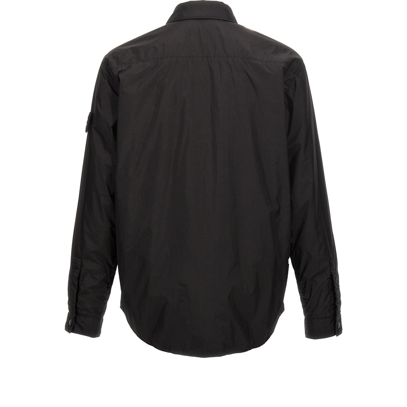 STONE ISLAND FW24 Black Crinkle Recycled Nylon Zip-Up Jacket with Badge - 8115Q0123-V0029 圖 3