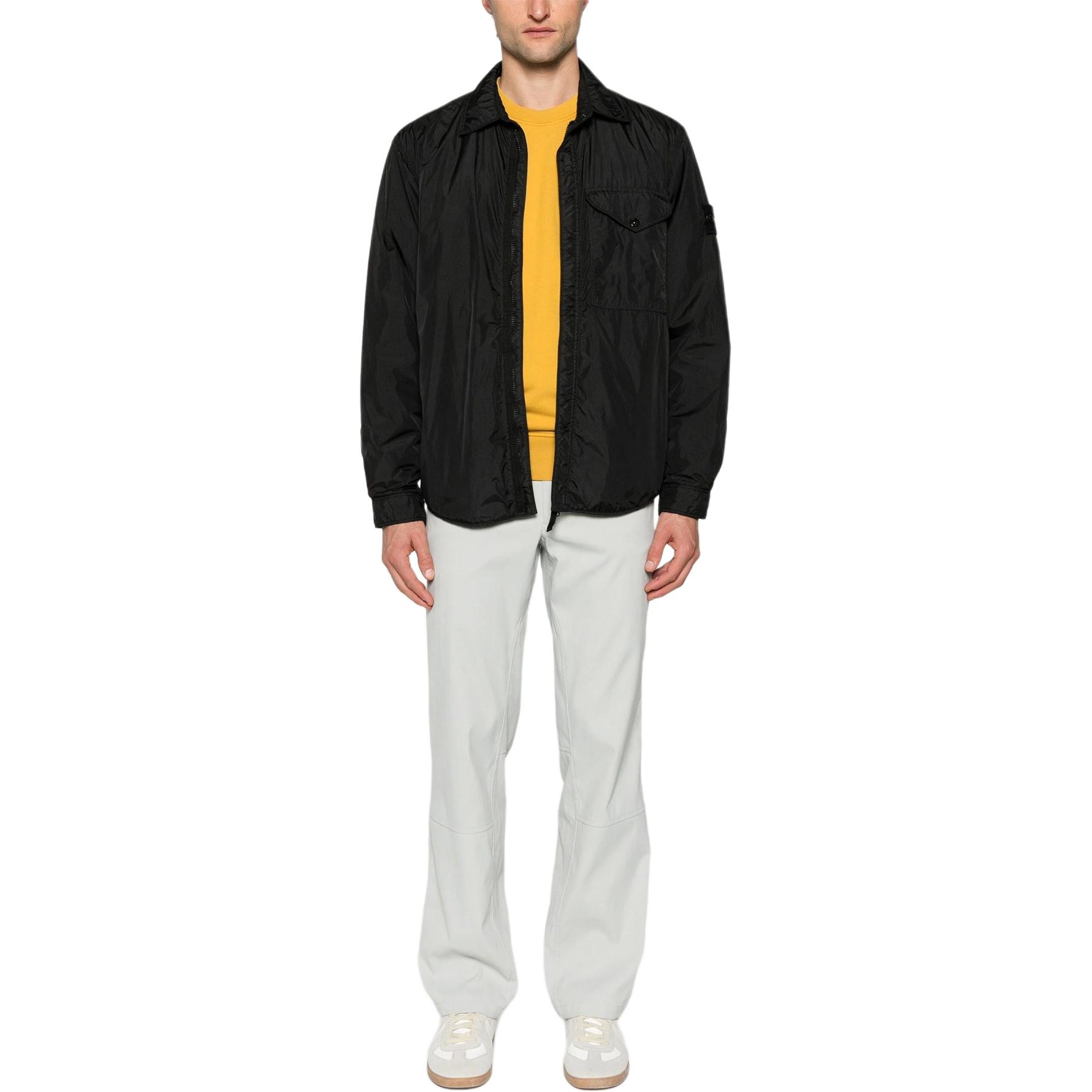 STONE ISLAND FW24 Black Crinkle Recycled Nylon Zip-Up Jacket with Badge - 8115Q0123-V0029 圖 4