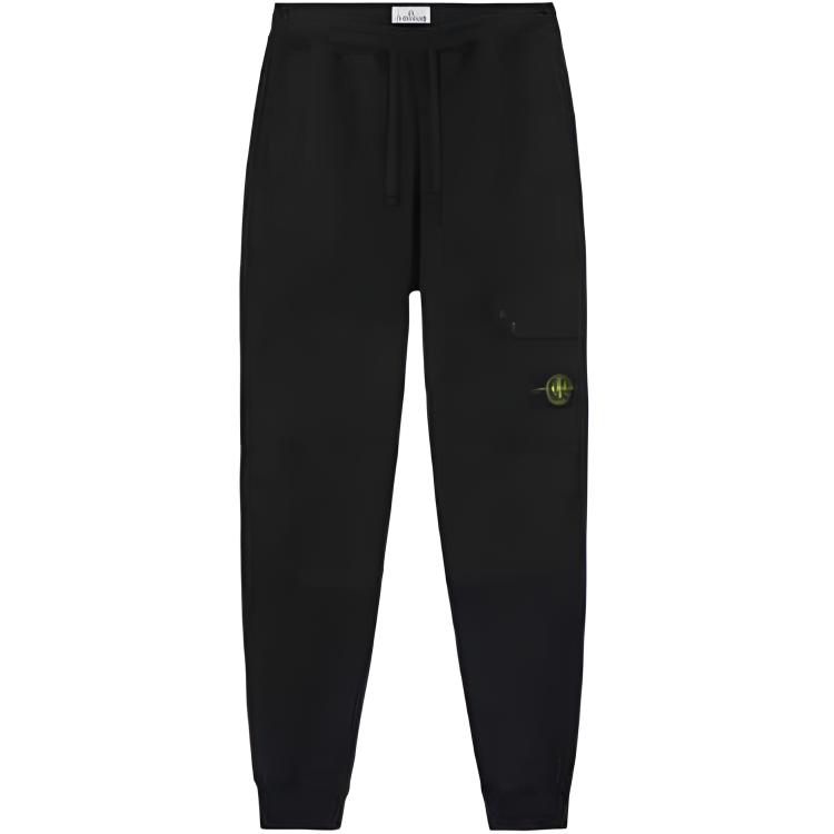 Stone Island FW24 Black Logo Cargo Pants Elastic Waist  Casual Trousers 811564020-V0029