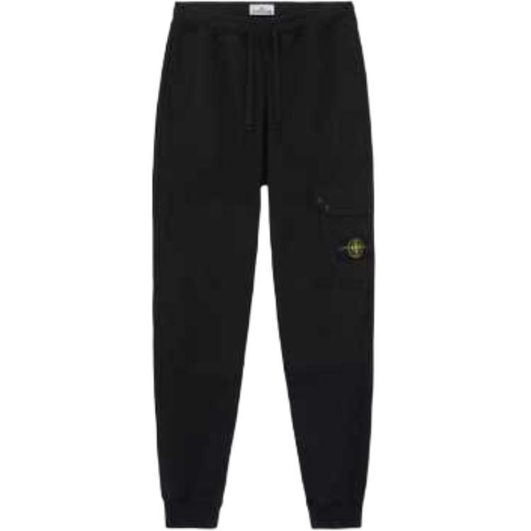 Order Stone Island Seluar Kargo Logo Hitam Pinggang Elastik Kasual FW24. 811564020-V0029