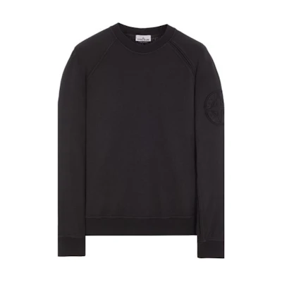 Stone Island FW24 Black Logo Embroidered Crewneck Sweatshirt Unisex. 8115604M2-V0029