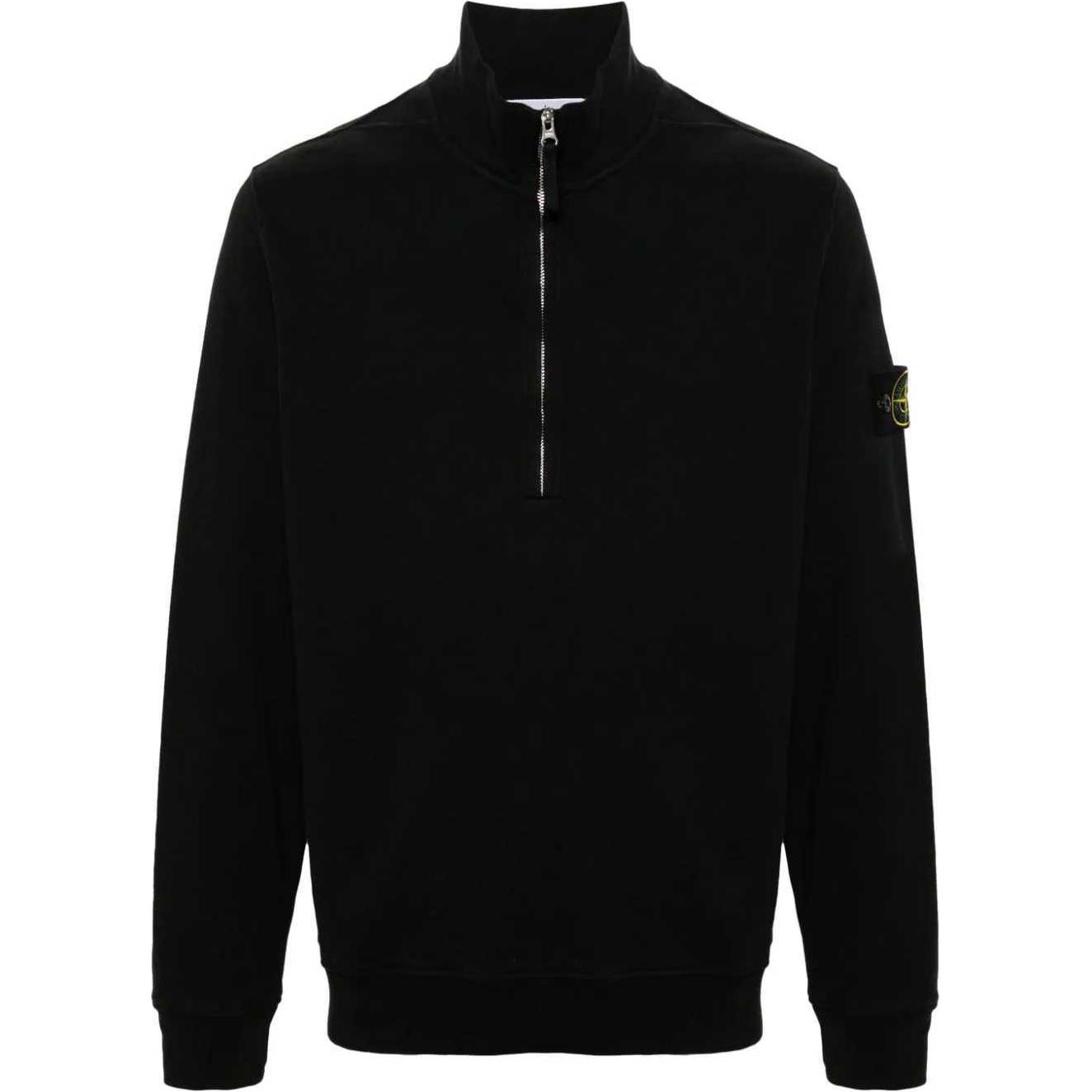 Stone Island FW24 Black Logo High-Neck Ribbed Long-Sleeve Sweatshirt Men 811563420-V0029
