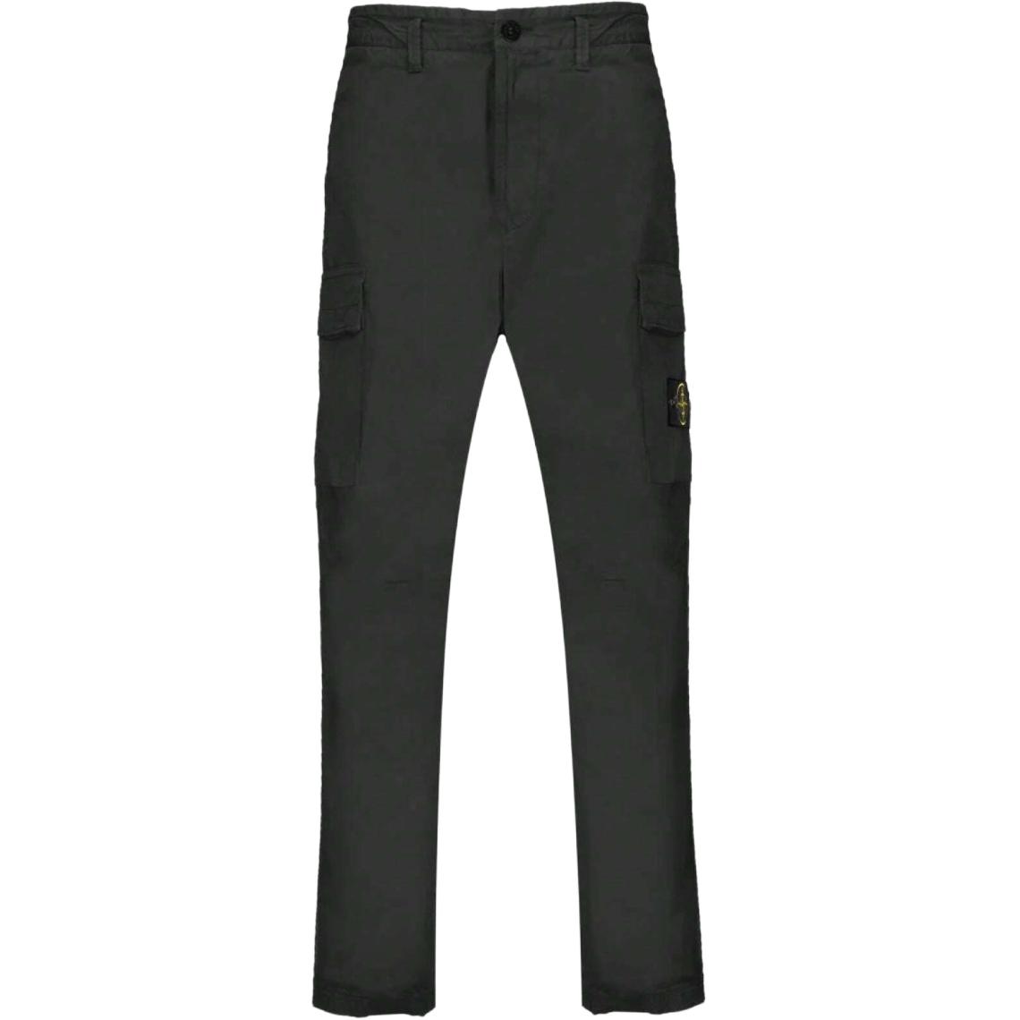 STONE ISLAND FW24 Black Logo Patch Work Pants Mens Comfortable Casualwear 811530410-V0029
