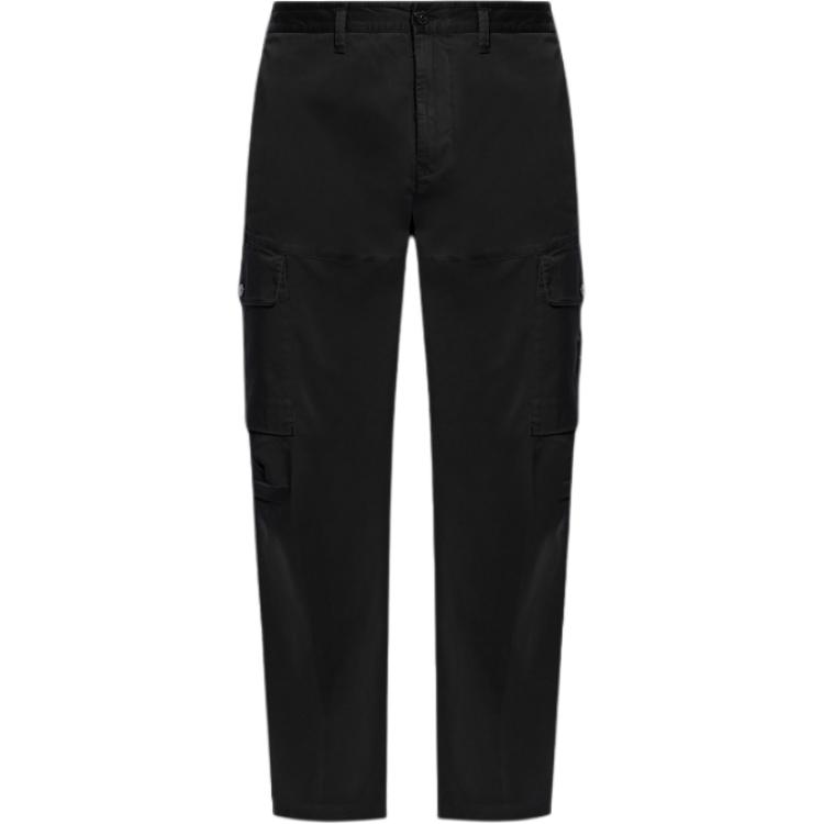 STONE ISLAND FW24 Black Mid-Rise Zip Cargo Pants  Casual Wear 811533908-V0029