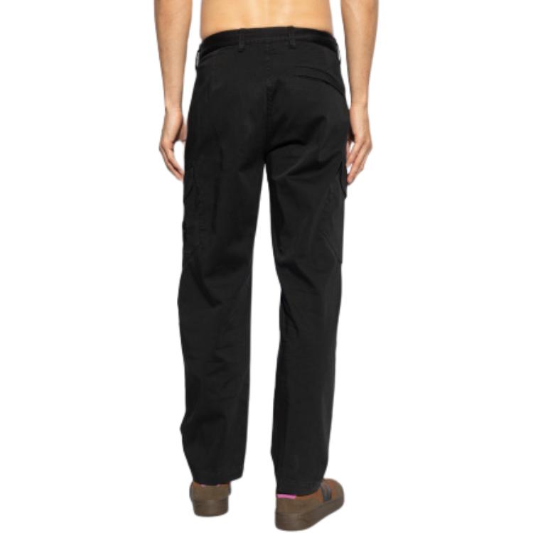 Shop STONE ISLAND FW24 黑色中腰拉鍊工裝褲 休閒穿搭 811533908-V0029