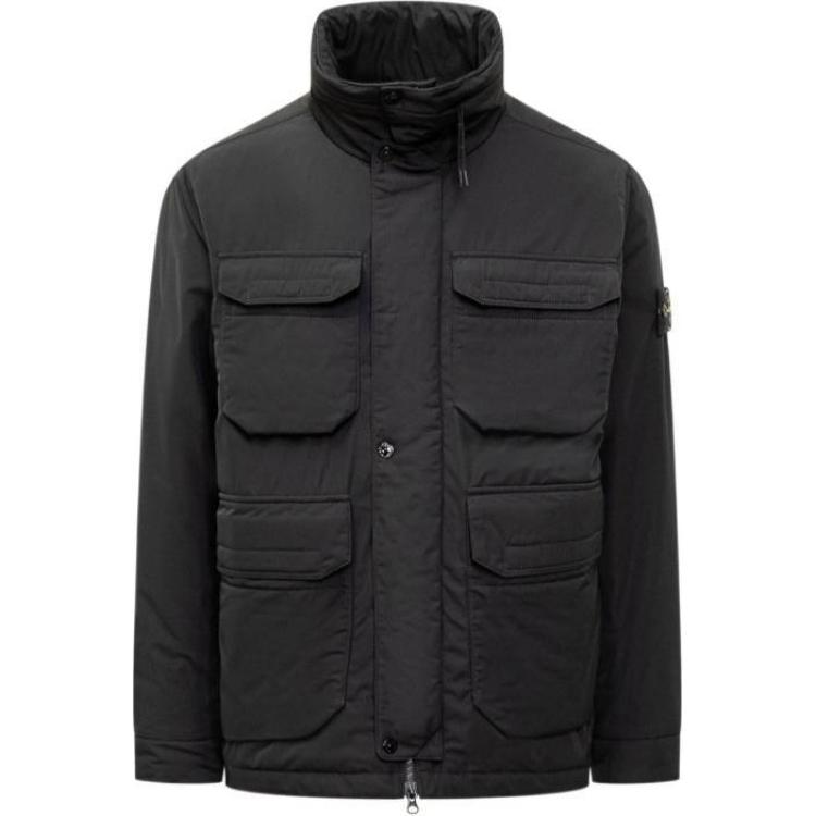 Stone Island FW24 Black PrimaLoft® Insulated Zip Jacket with Badge for Men 811543626-V0029