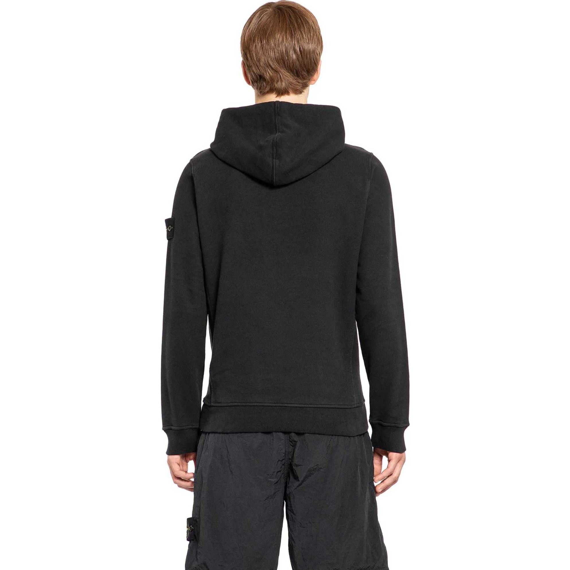 STONE ISLAND FW24 Black Pullover Hoodie Sweatshirt with Logo Print for Men. 811560820-V0029 圖 5