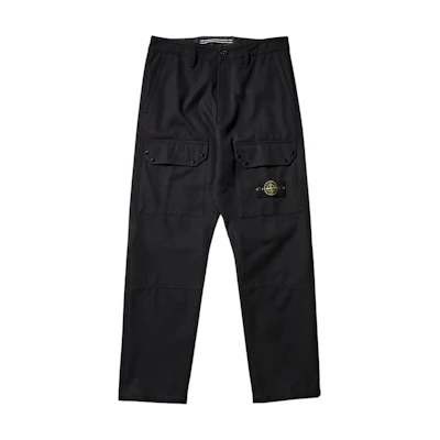 STONE ISLAND FW24 Black Straight-Leg Cargo Pants with Logo Patch for Men. 811532403-V0029