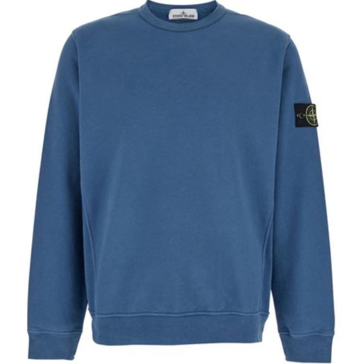Stone Island FW24 Blue Crewneck Sweatshirt with Logo Patch 811562420-V0024