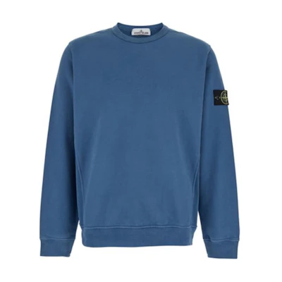 Stone Island FW24 Blue Crewneck Sweatshirt with Logo Patch 811562420-V0024
