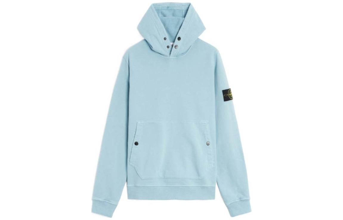 Stone Island FW24 Blue Hoodie Unisex with Solid Logo Design 791561720-V0041
