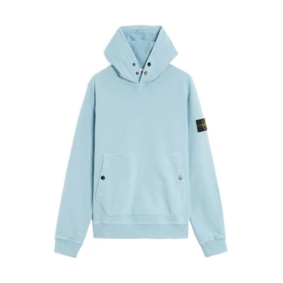 Stone Island FW24 Blue Hoodie Unisex with Solid Logo Design 791561720-V0041