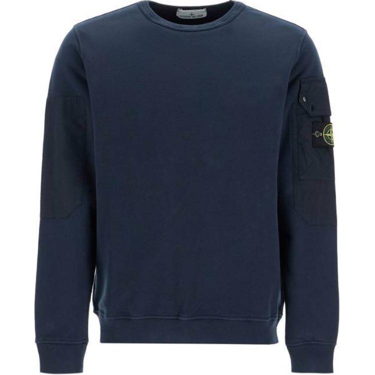 Stone Island FW24 Blue Logo Patch Crewneck Fleece Sweatshirt Unisex 811563920-V0020 圖 2