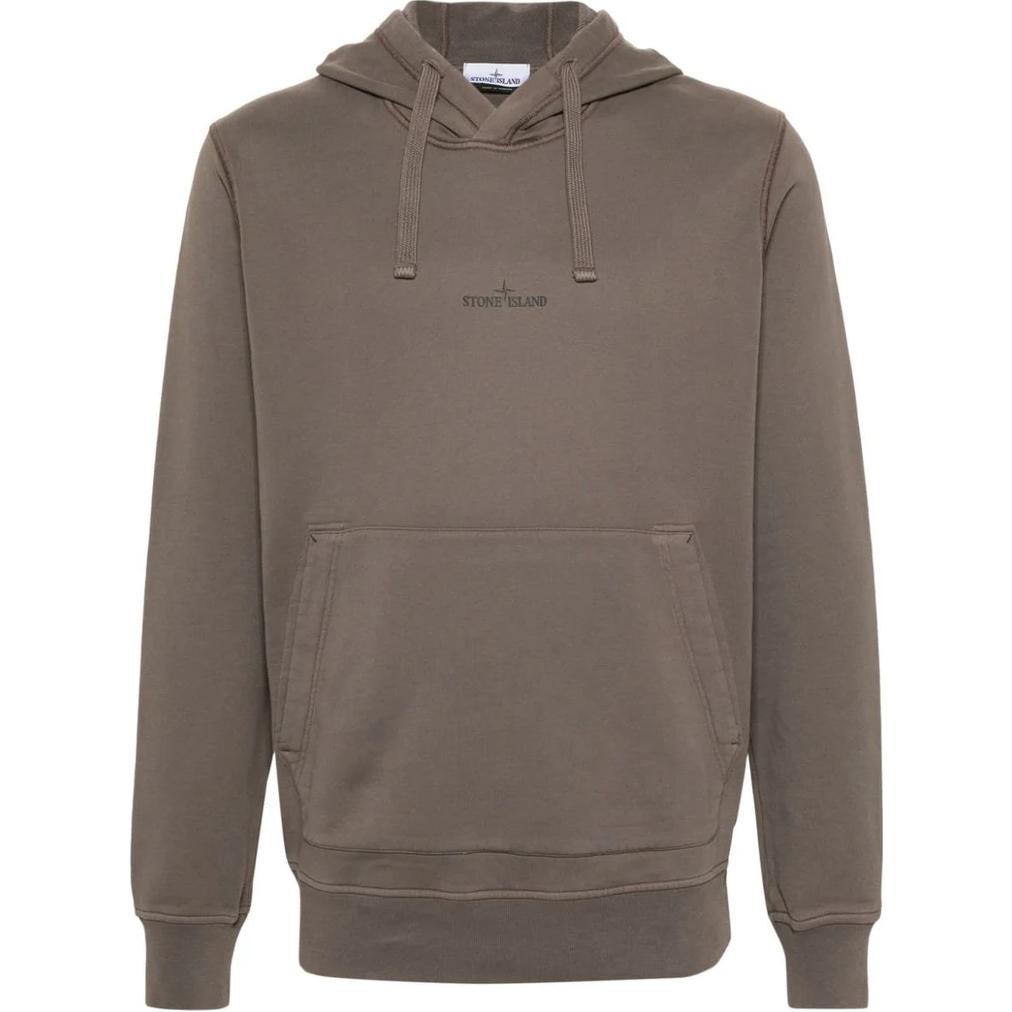 Stone Island FW24 Brown Hoodie with Logo and Drawstring 811566283-V0075