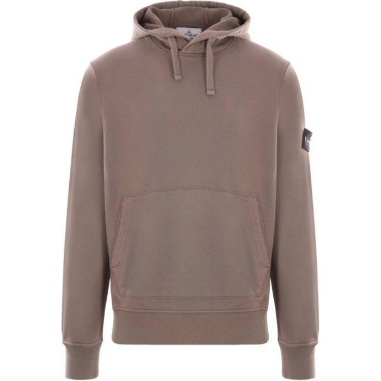Stone Island FW24 Brown Logo Crewneck Long-Sleeve Drawstring Hoodie Men 811564151-V0075