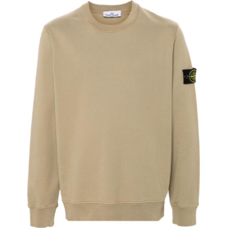 STONE ISLAND FW24 Casual Khaki Crewneck Sweatshirt with Ribbed Cuffs and Logo. 811563051-V0094 圖 2