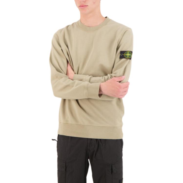 STONE ISLAND FW24 Casual Khaki Crewneck Sweatshirt with Ribbed Cuffs and Logo. 811563051-V0094 圖 3