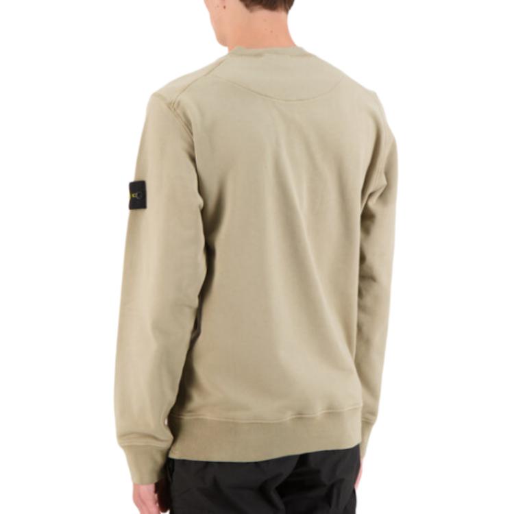 STONE ISLAND FW24 Casual Khaki Crewneck Sweatshirt with Ribbed Cuffs and Logo. 811563051-V0094 圖 4