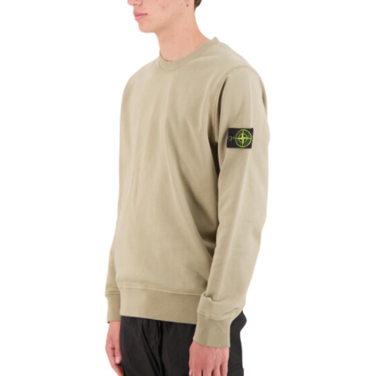 STONE ISLAND FW24 Casual Khaki Crewneck Sweatshirt with Ribbed Cuffs and Logo. 811563051-V0094 圖 5