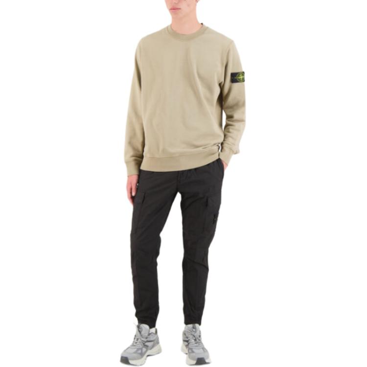 STONE ISLAND FW24 Casual Khaki Crewneck Sweatshirt with Ribbed Cuffs and Logo. 811563051-V0094 圖 6