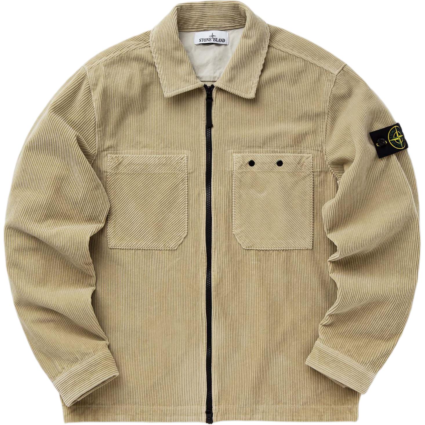 Order STONE ISLAND FW24 Jaket Corduroy Logo Kantong Ganda Resleting Warna Stone 811511604-V0097