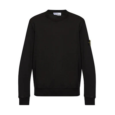 Stone Island FW24 Cotton Logo Ribbed Crewneck Long Sleeve Sweatshirt Black 811563051 0-A0029