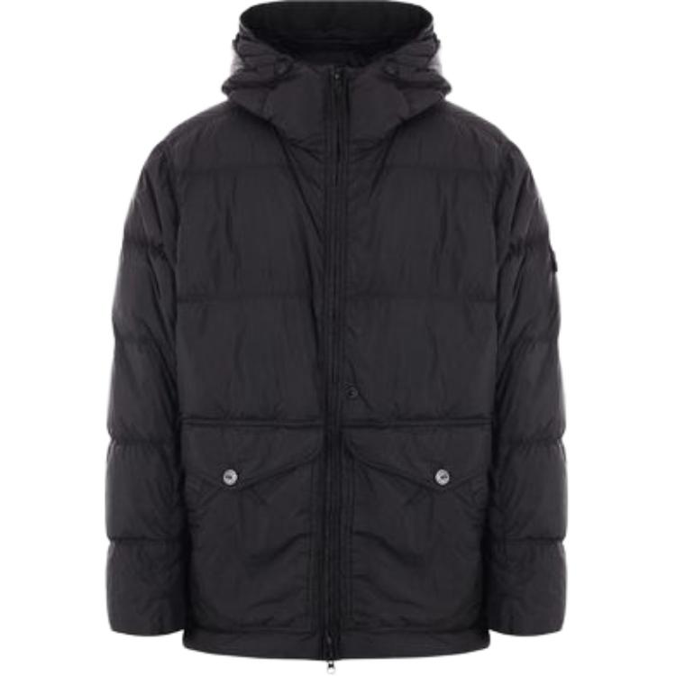 STONE ISLAND FW24 Crinkle Recycled Nylon Down Jacket Black Unisex Winter Coat 811540723-V0029