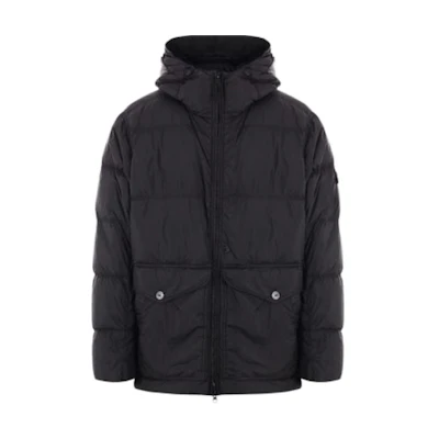 STONE ISLAND FW24 Crinkle Recycled Nylon Down Jacket Black Unisex Winter Coat 811540723-V0029
