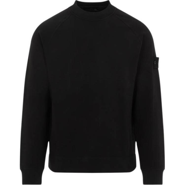 Stone Island FW24 Ghost Pieces Organic Cotton Black Crewneck Sweatshirt Men 8115629F7-V0029