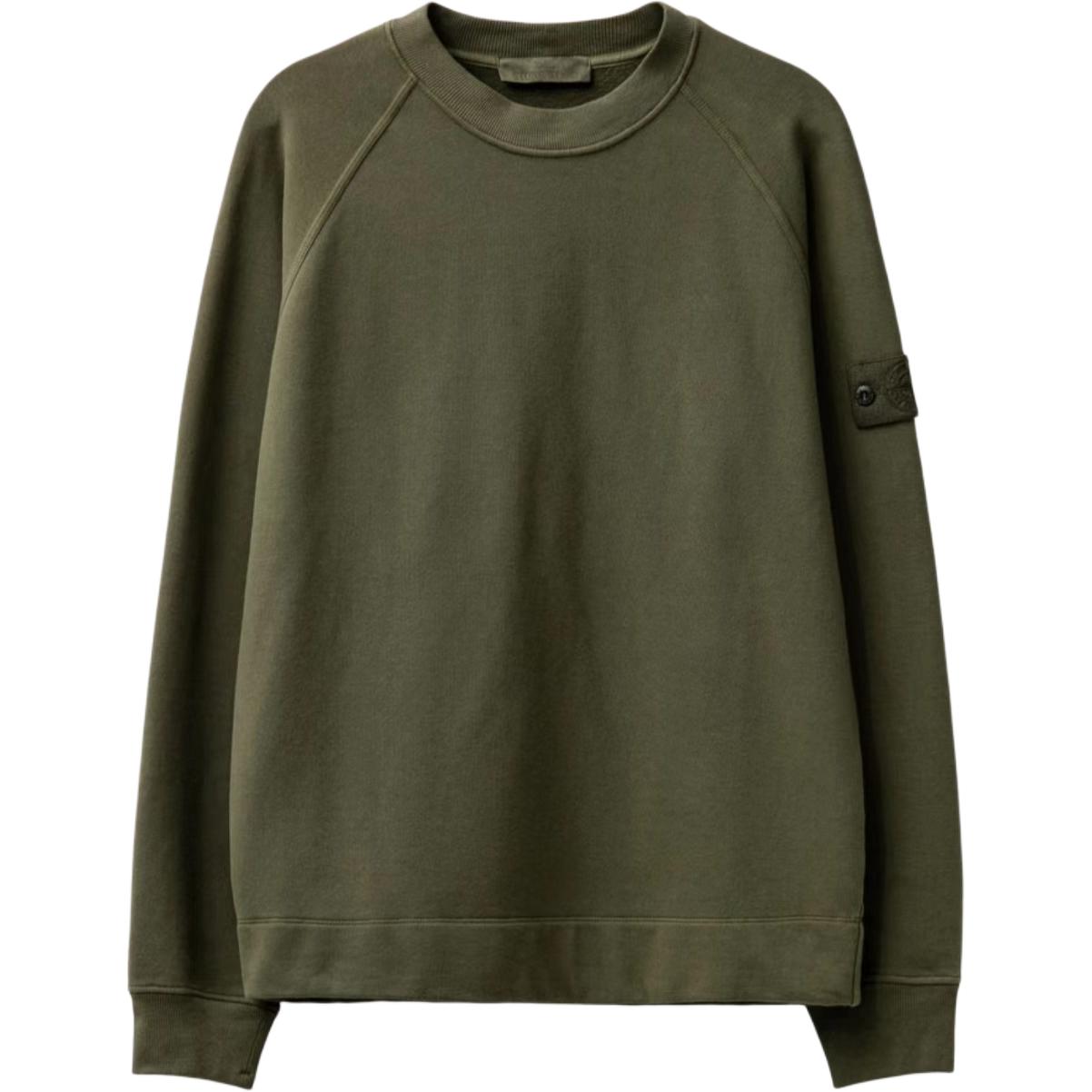 Stone Island FW24 Ghost Pieces Organic Cotton Crewneck Sweatshirt Green 8115629F7-V0054