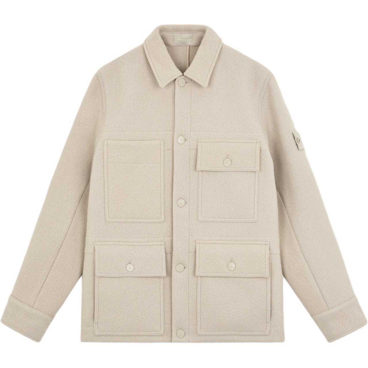 Stone Island FW24 Ghost Series Beige Button-Up Collar Jacket 8115455F5-V0090