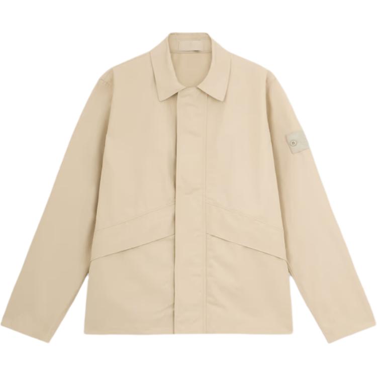 Stone Island FW24 Ghost Series Beige Zip-Up Badge Collar Jacket Men 8115107F1-V0090