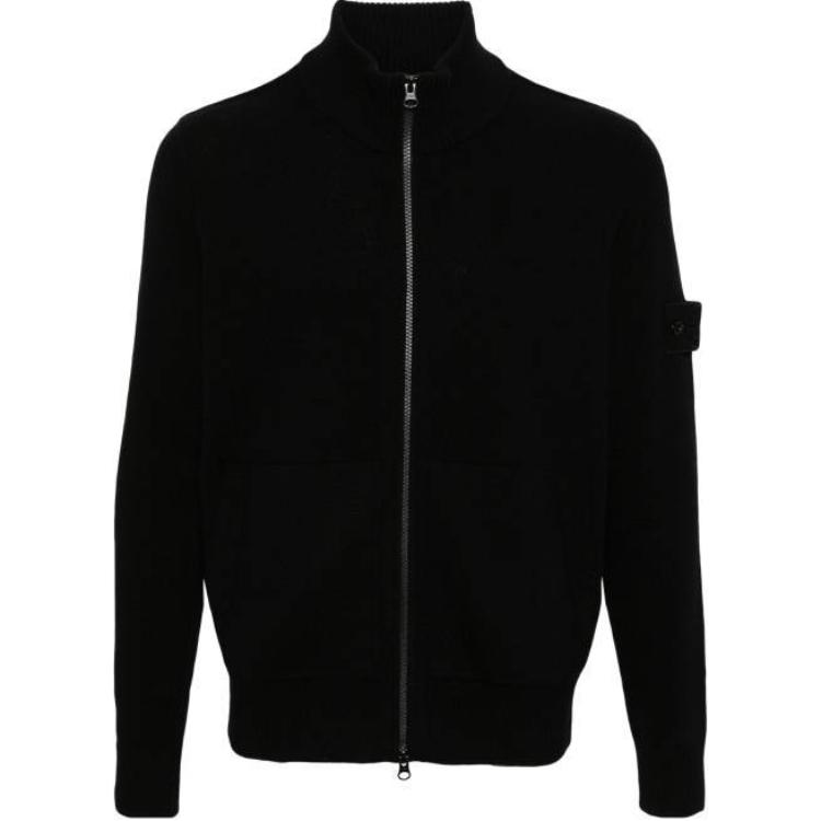 Stone Island FW24 GHOST Series Black Fleece Stand Collar Slim Fit Jacket Unisex 8115572FA-V0029