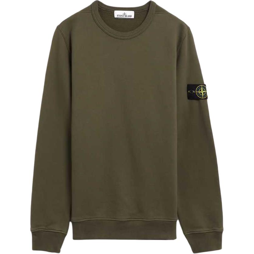 Stone Island FW24 Green Crewneck Sweatshirt with Logo for Men 811562420-V0069