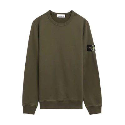 Stone Island FW24 Green Crewneck Sweatshirt with Logo for Men 811562420-V0069