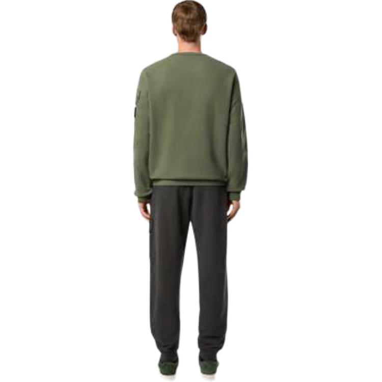 Shop STONE ISLAND FW24 綠標Logo男女款圓領羊毛衫 811563920-V0059