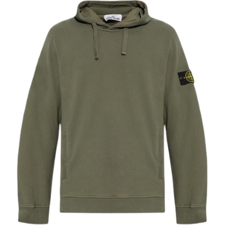 Stone Island FW24 Green Pullover Hoodie with Logo Print and Drawstring 811560820-V0059
