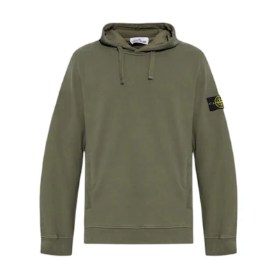 Stone Island FW24 Green Pullover Hoodie with Logo Print and Drawstring 811560820-V0059