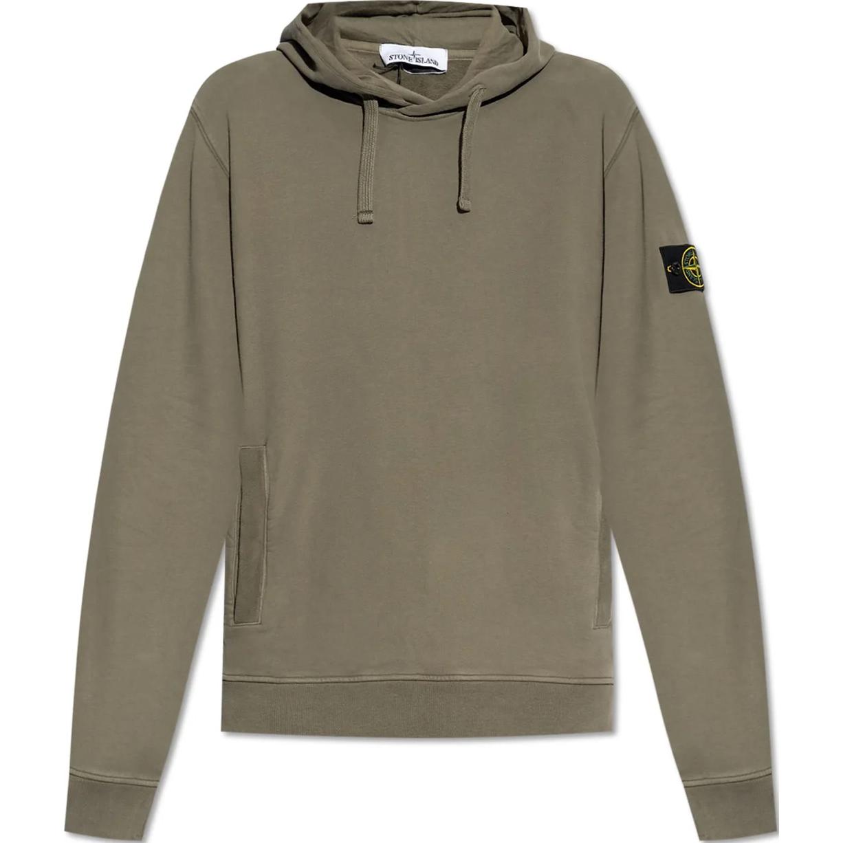 Stone Island FW24 Grey Green Hoodie Sweatshirt with Logo Print for Men 811560820-V0075