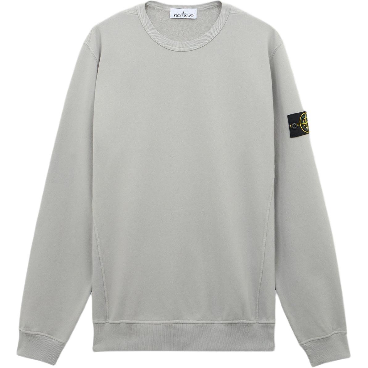 Stone Island FW24 Grey Logo Crewneck Sweatshirt for Men 811562420-V0060