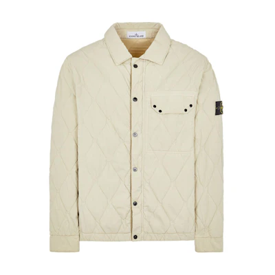 STONE ISLAND FW24 Lightweight Button-Up Logo Jacket Sand Unisex 8115Q0633-v0097