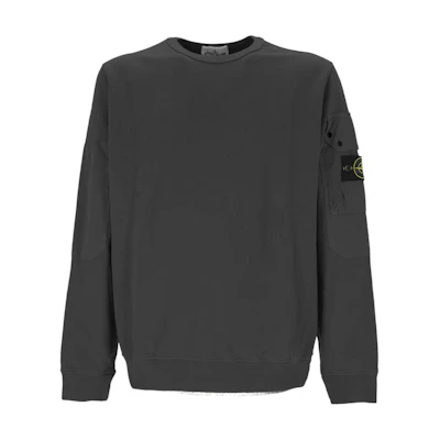 Stone Island FW24 Logo Arm Pocket Fleece Cotton Crewneck Sweatshirt Grey Unisex 811563920-V0062